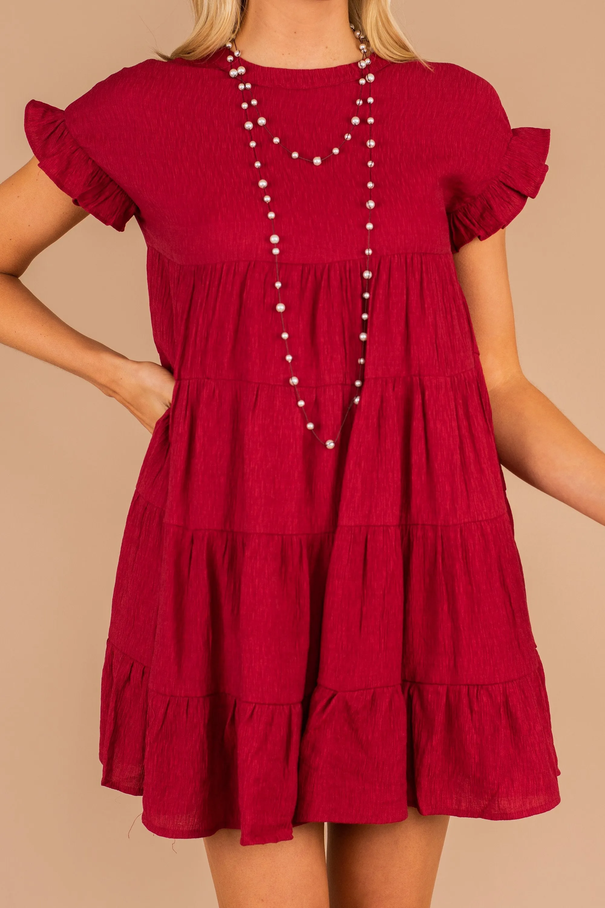 Next Level Wine Red Tiered Dress