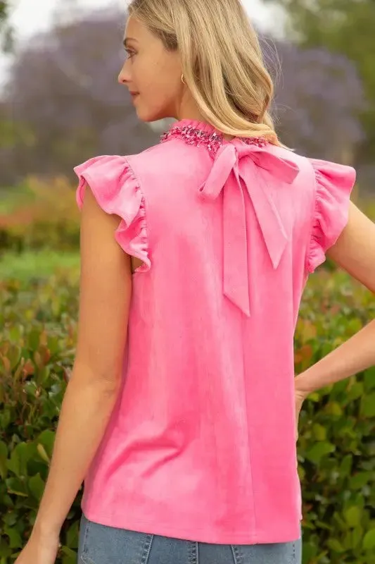 Now And Then Tie Back Suede Top