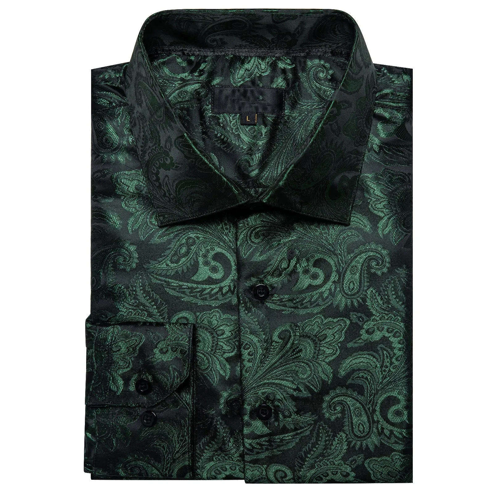Olive Green Paisley Long Sleeve Shirt