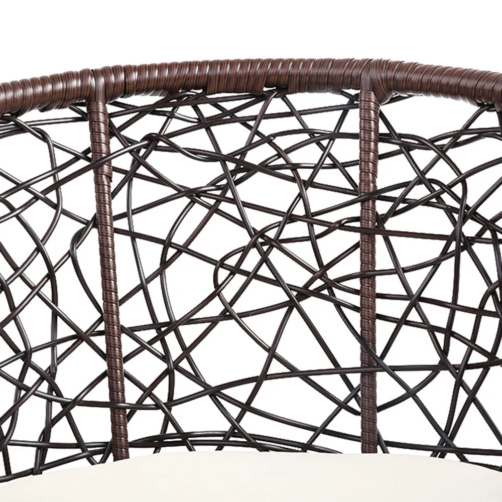Outdoor Patio Chair and Table Bistro Set 3 Pc Round Rattan Chairs Table Brown