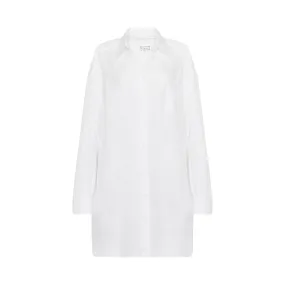 Oversize Cotton Shirt Dress in White