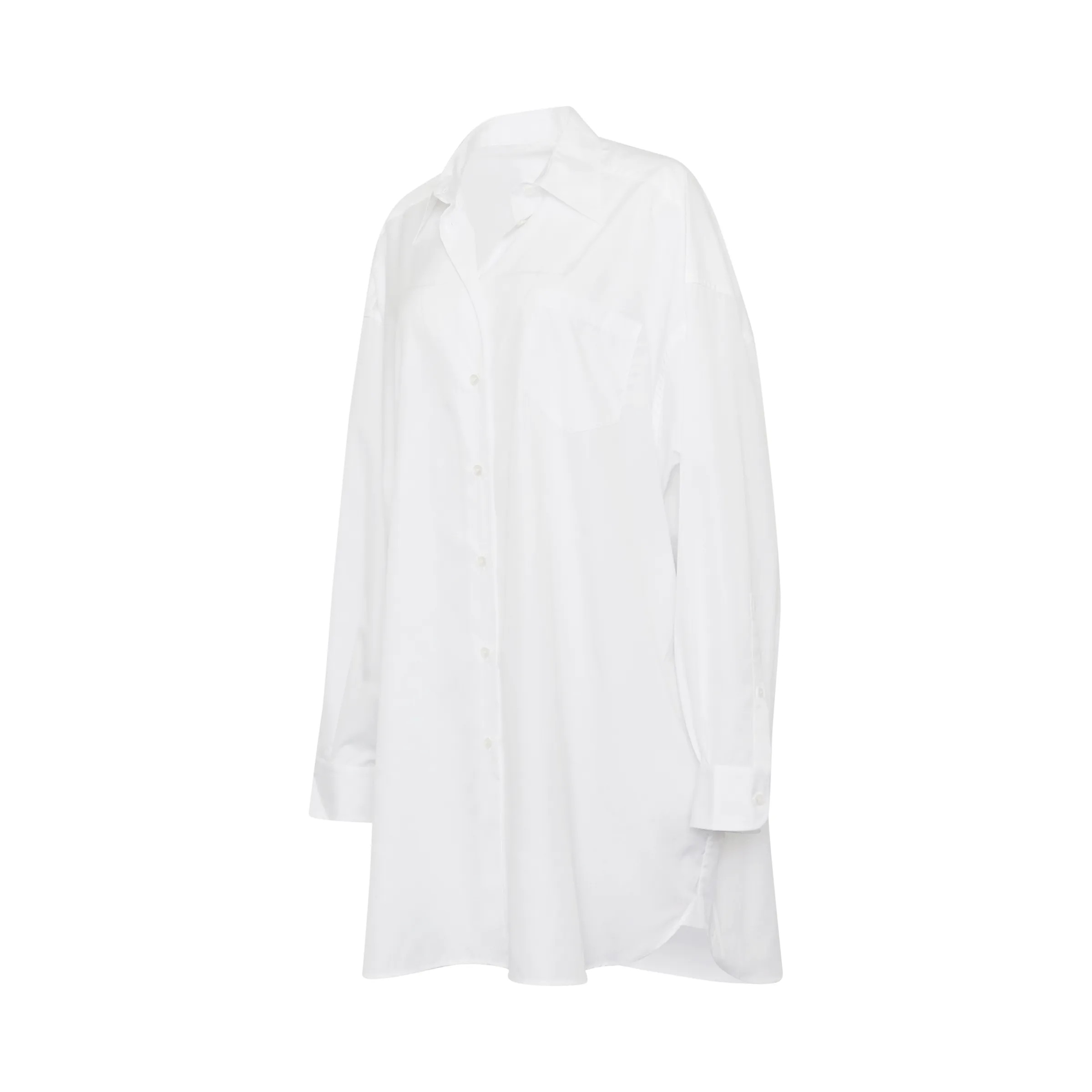 Oversize Cotton Shirt Dress in White