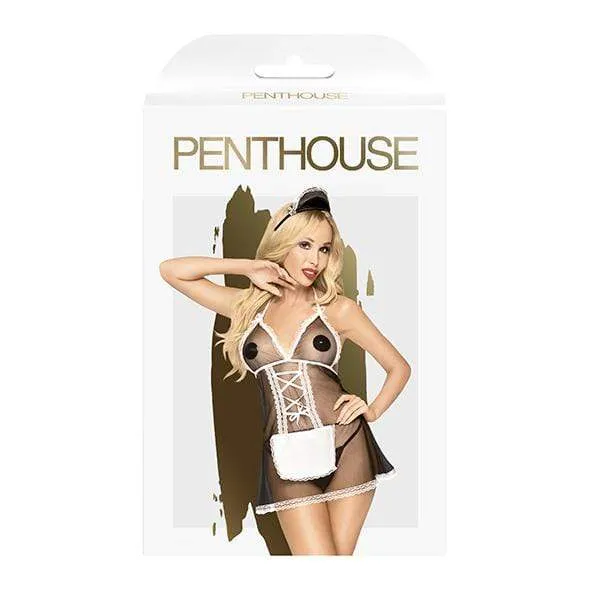 Penthouse - Teaser Mesh Babydoll with Thong Maid Costume
