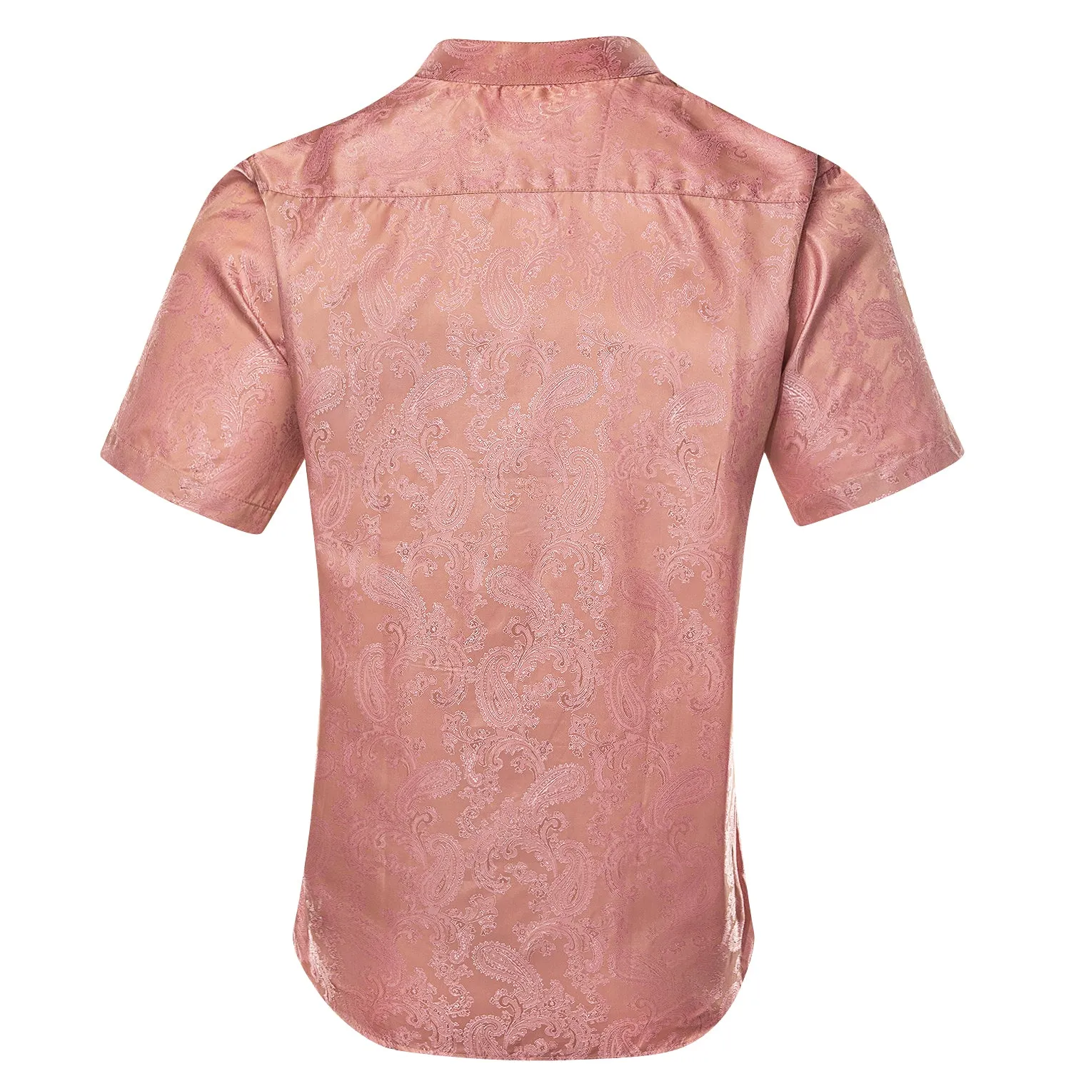 Pink Paisley Silk Men's Short Sleeve Shirt