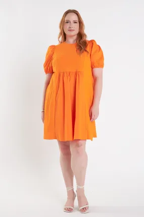 Plus Size Mixed Media Babydoll Mini Dress