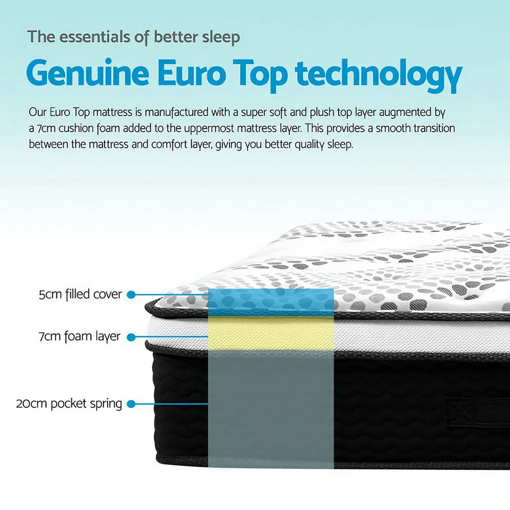Plush Euro Top 32cm Queen Mattress, 5-Zone Support - Giselle Bedding