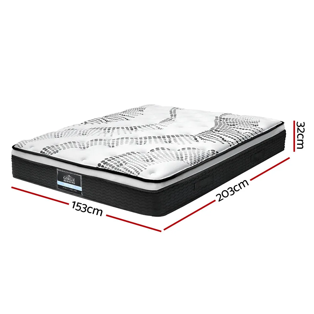 Plush Euro Top 32cm Queen Mattress, 5-Zone Support - Giselle Bedding