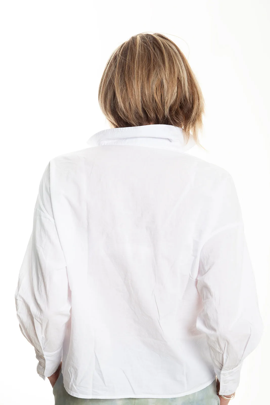 Poplin V-Neck Shirt, White