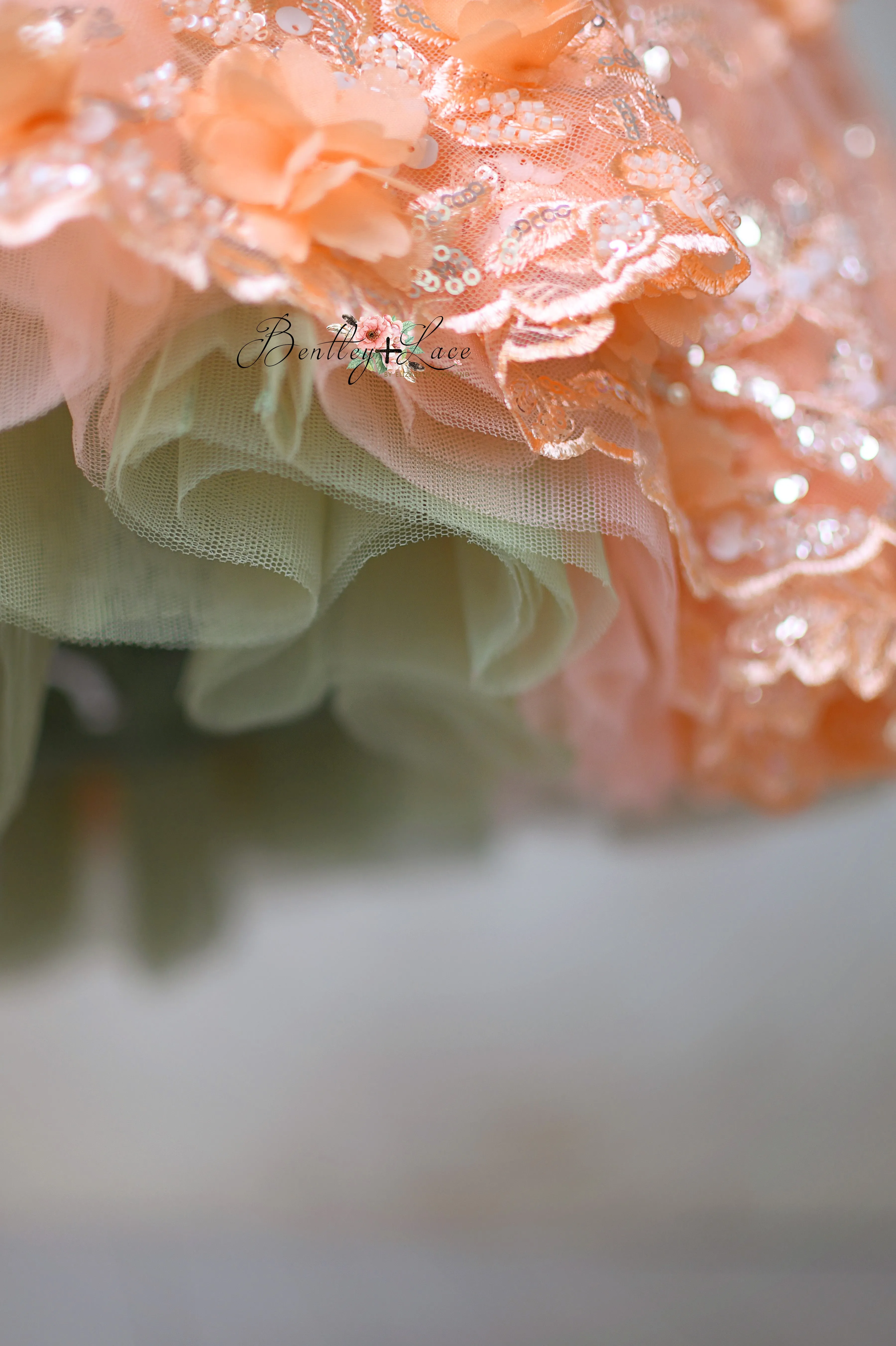 "Peach Blossom" Vintage Petal  Length Dress ( 4 year- 5 year)