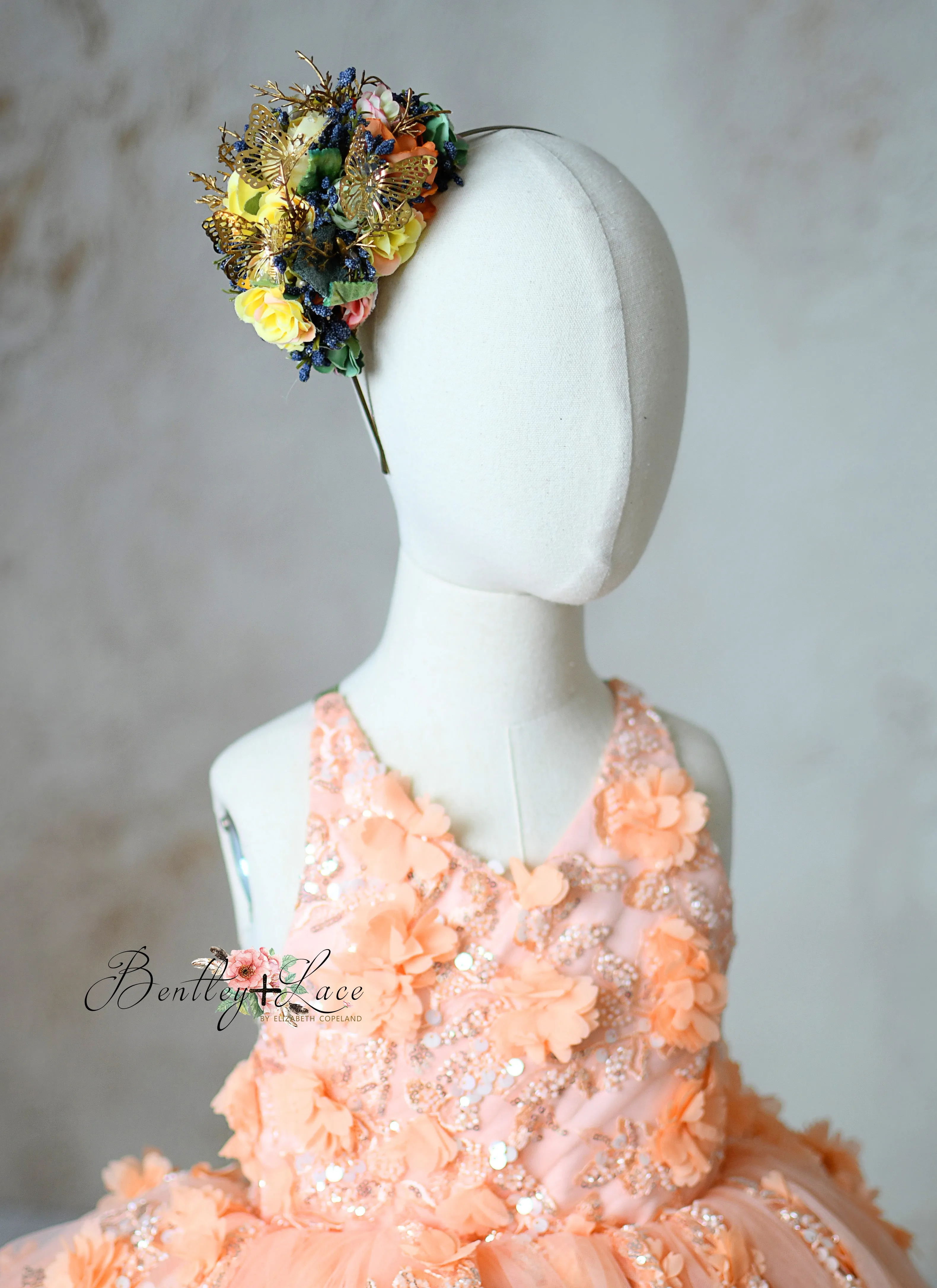 "Peach Blossom" Vintage Petal  Length Dress ( 4 year- 5 year)