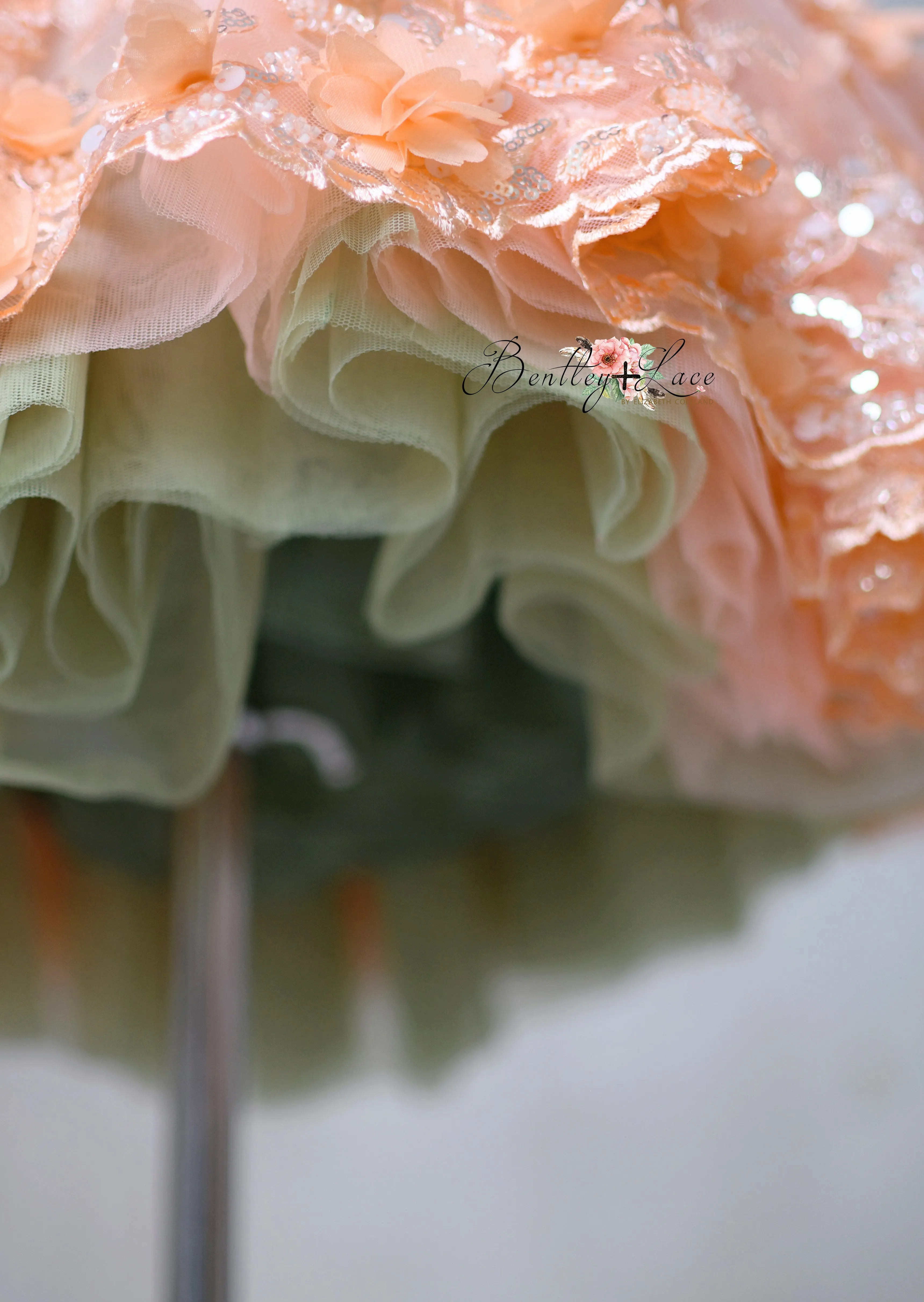 "Peach Blossom" Vintage Petal  Length Dress ( 4 year- 5 year)