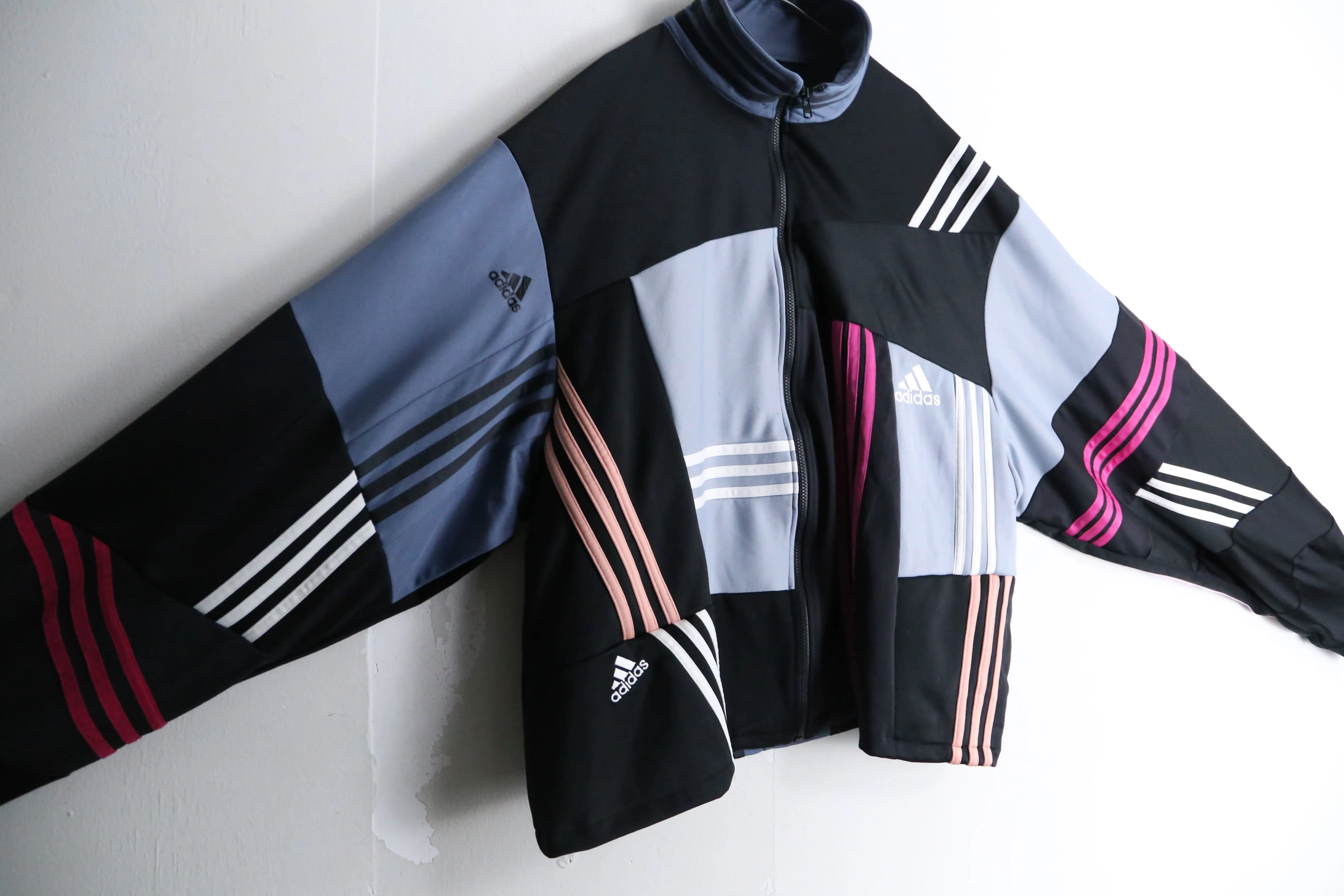 "Re:make" many line patchwork loose track jacket