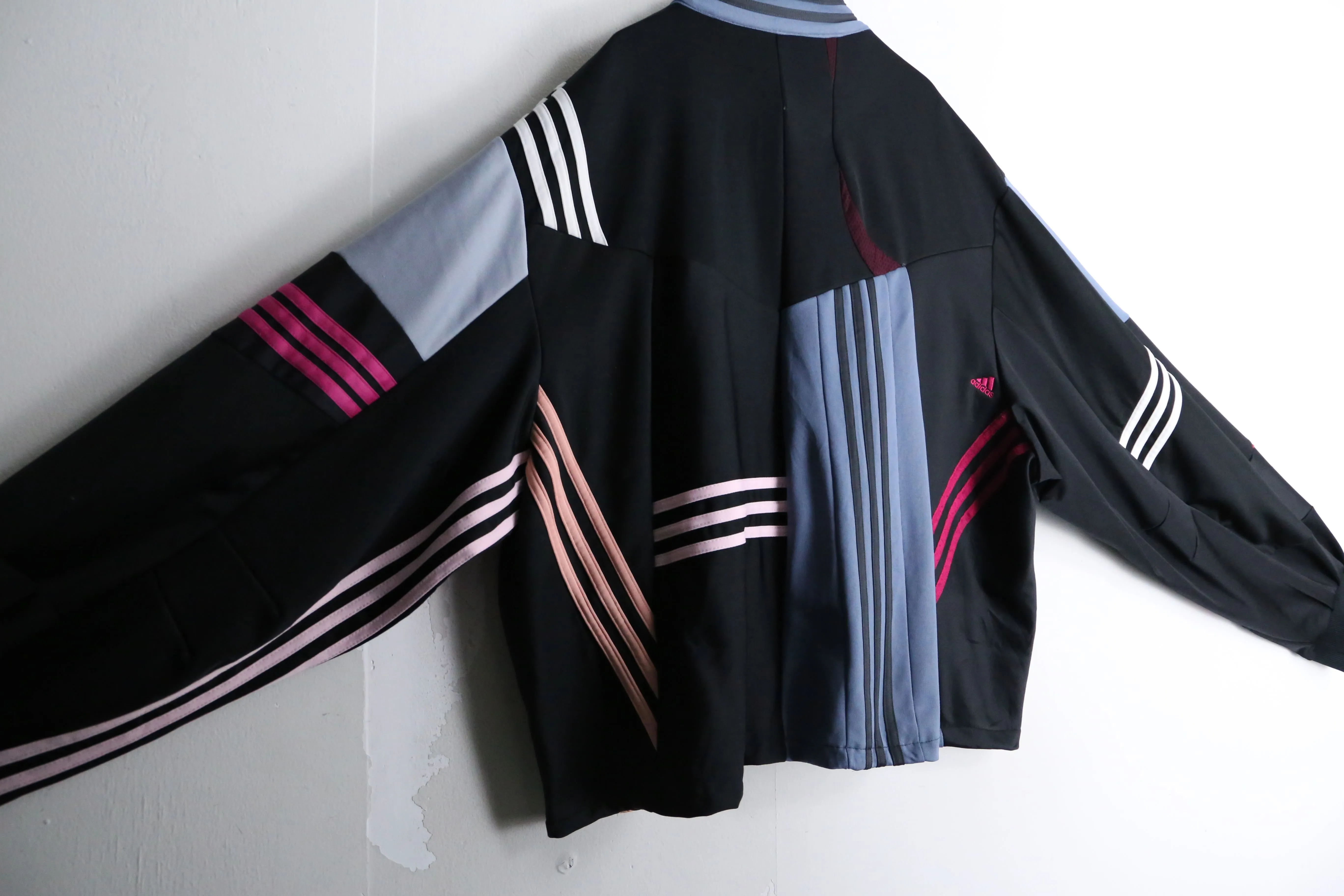 "Re:make" many line patchwork loose track jacket