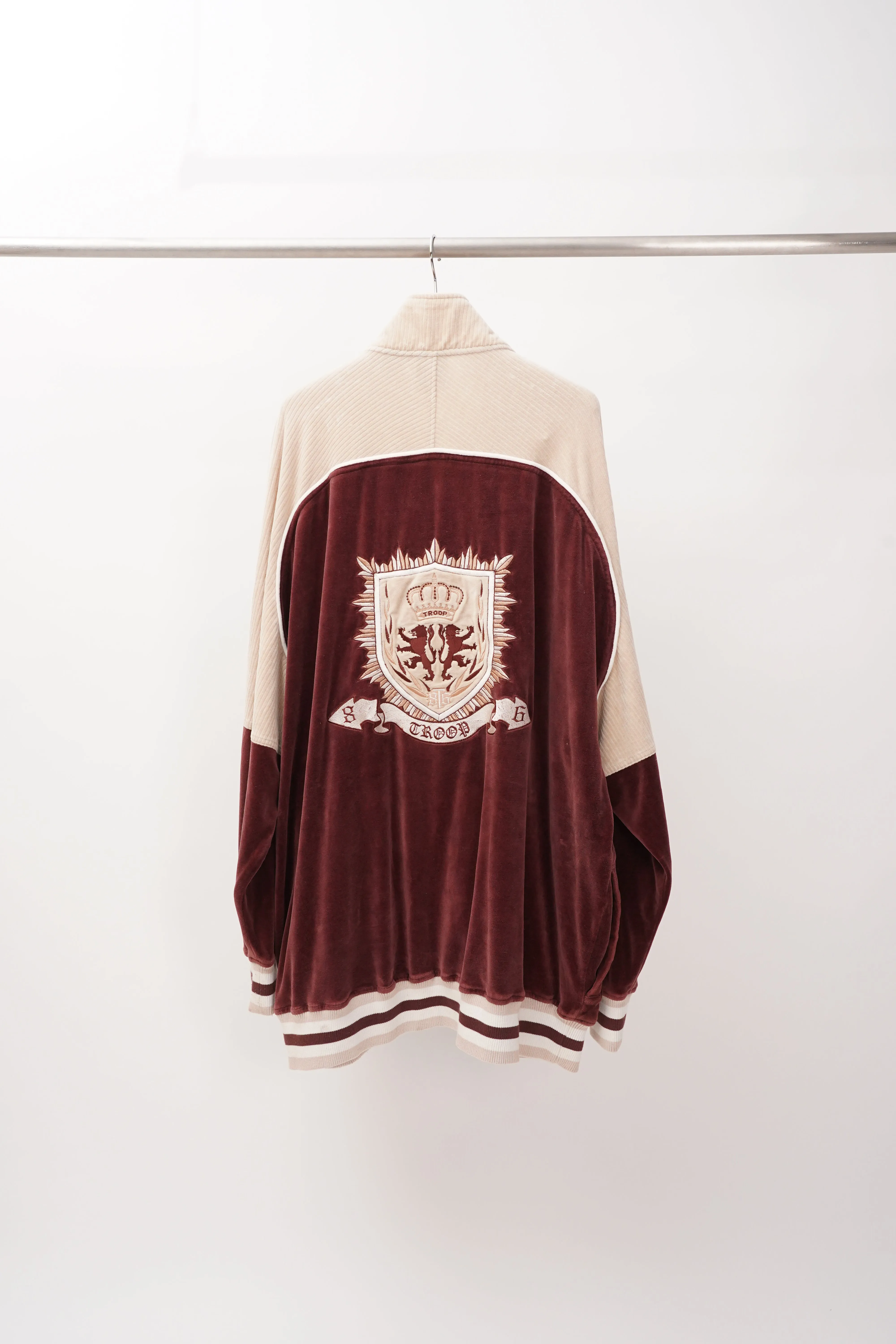 "TROOP" -Patched Design Oversized Velour Track Jacket-
