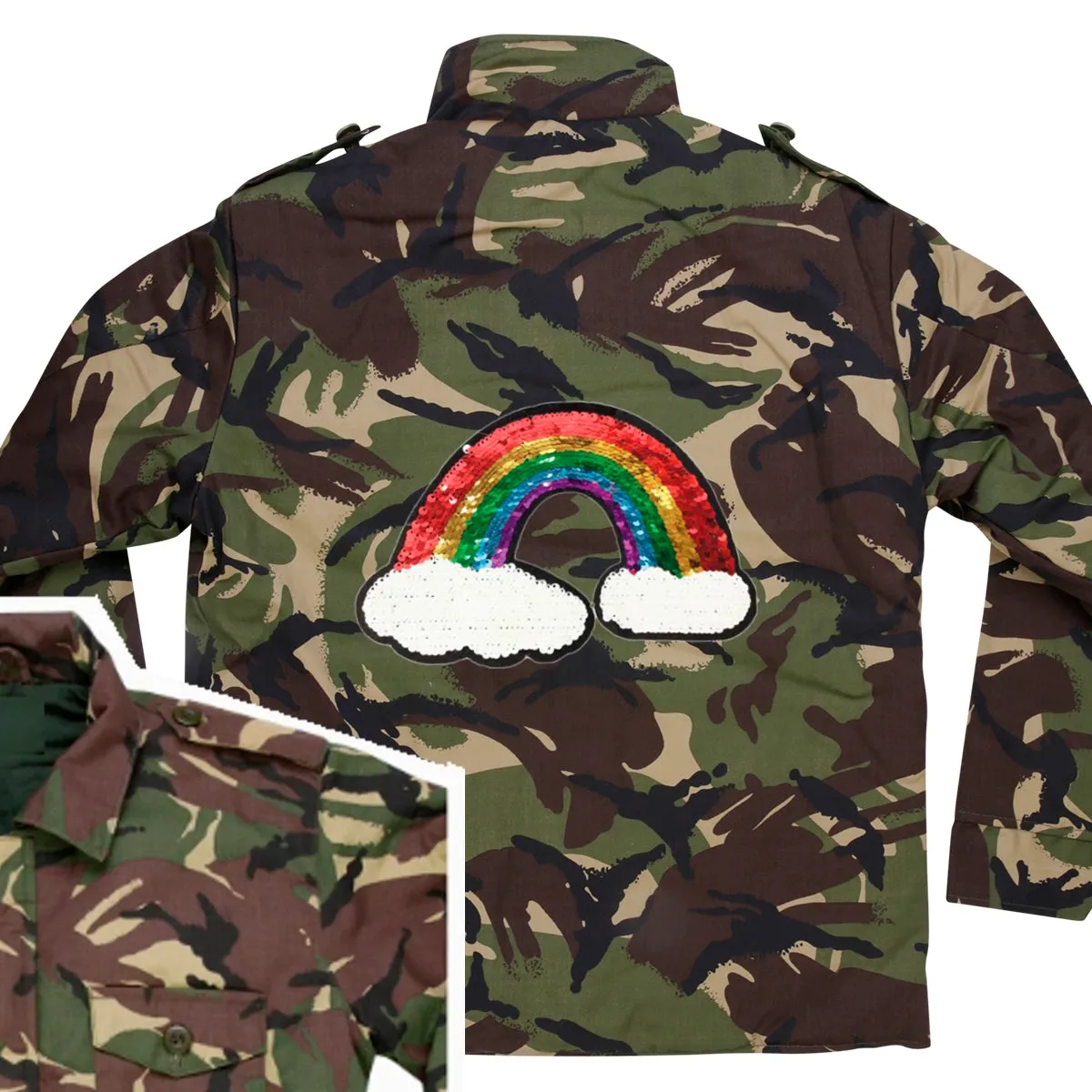 Reversible Sequin Rainbow Camo Jacket