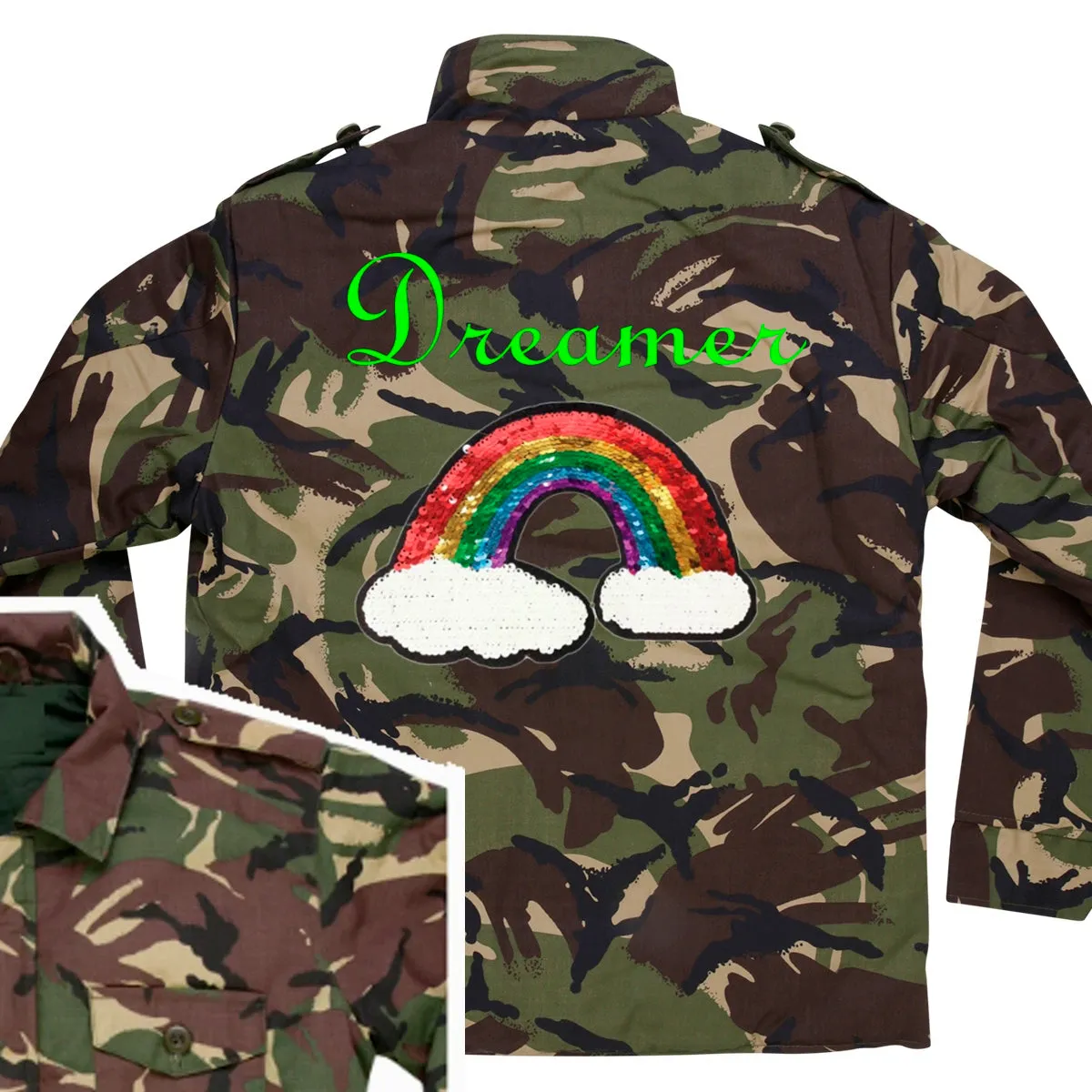 Reversible Sequin Rainbow Camo Jacket