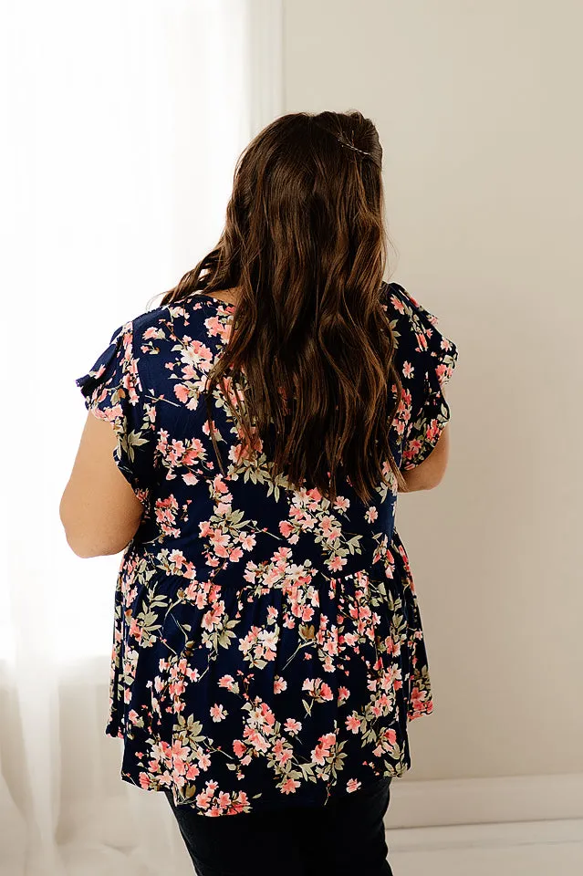 Ruffle Floral Babydoll Top