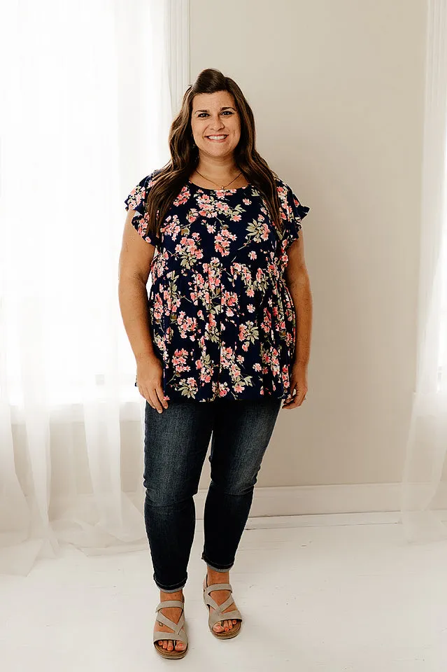 Ruffle Floral Babydoll Top