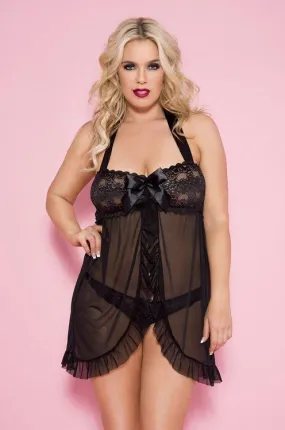 Ruffled Mesh Babydoll - Queen Size Available