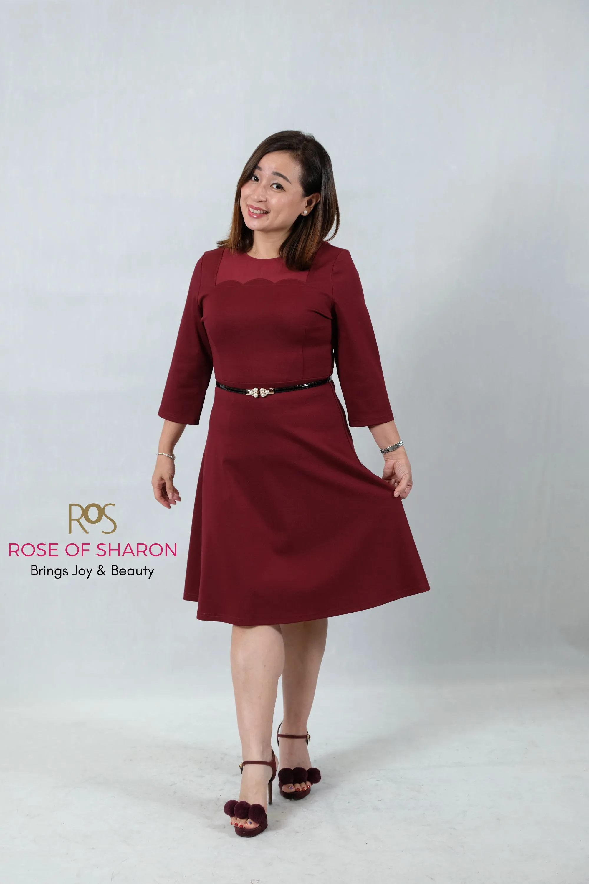 Scallop Collar Flare Dress