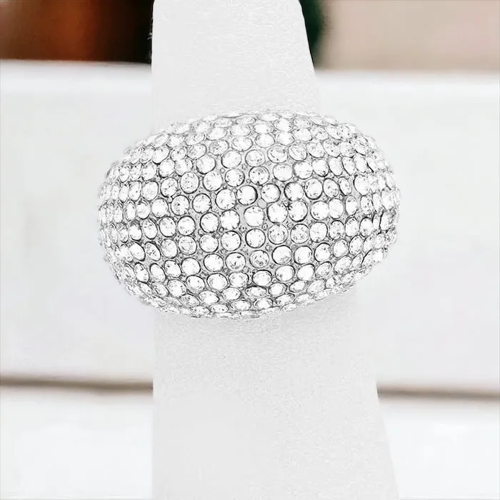 SCARLETT - clear silver pave stretchable rhinestone ring