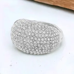 SCARLETT - clear silver pave stretchable rhinestone ring
