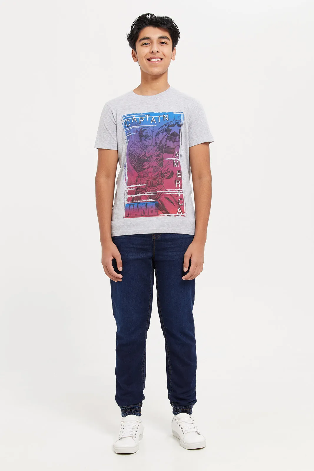 Senior Boys Grey Captain America T-Shirt