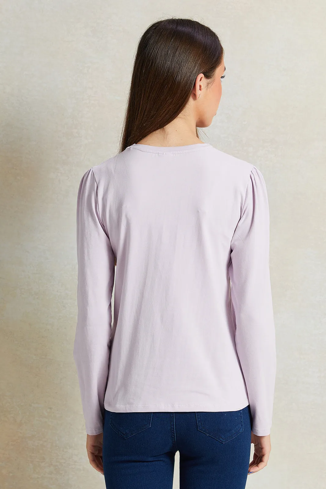 Senior Girls Purple Embroidered Long Sleeve T-shirt