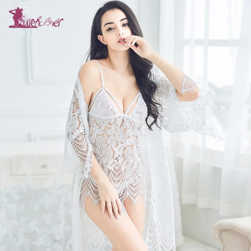 Sexy Lingerie Hollow Eyelashes Lace Babydoll Nighty Erotic Underwear