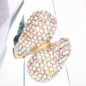 SHARI - ab gold Pave rhinestone stretch Ring