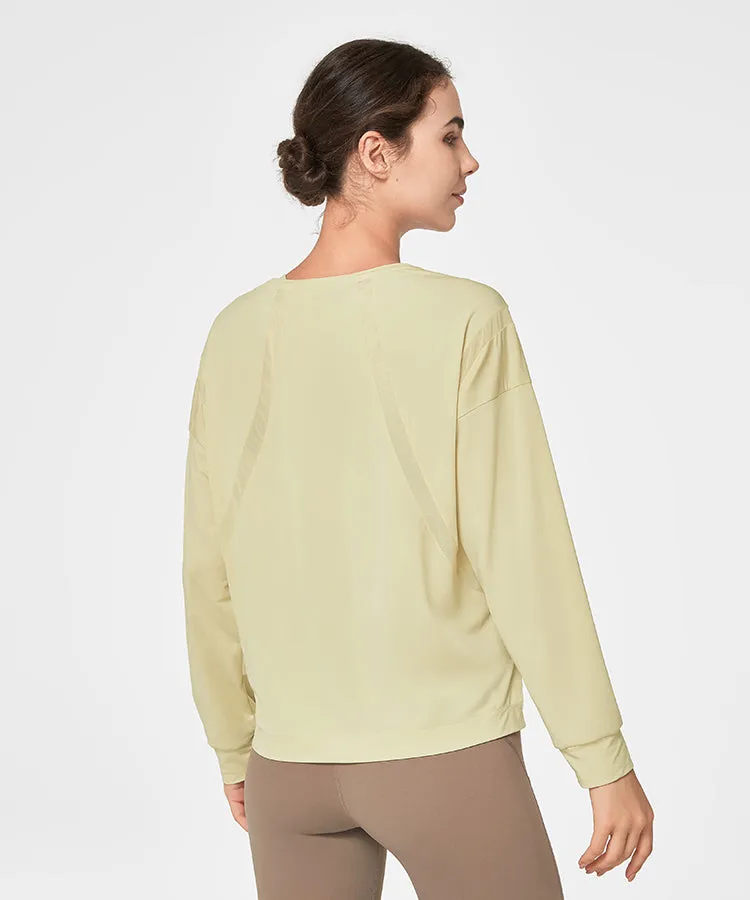 Shift Light Mesh Splicing T-shirt | Women's Long Sleeve T-shirt