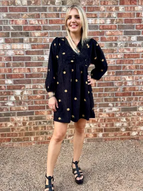 Shine Like a Sunflower Corduroy Babydoll Dress