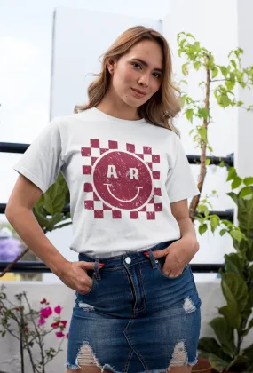 Smiley Arkansas Checkered Graphic Tee Custom Order