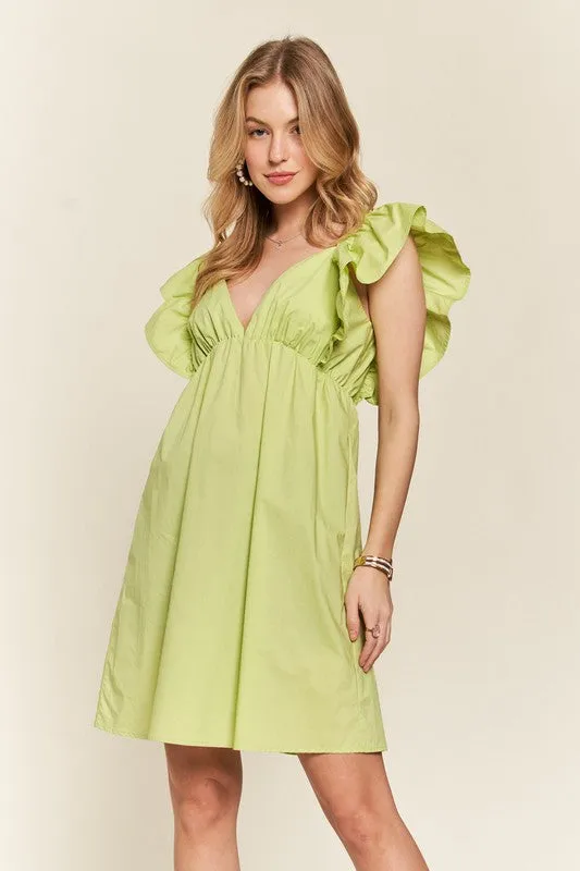 Smocked Back Ruffled Babydoll Dress