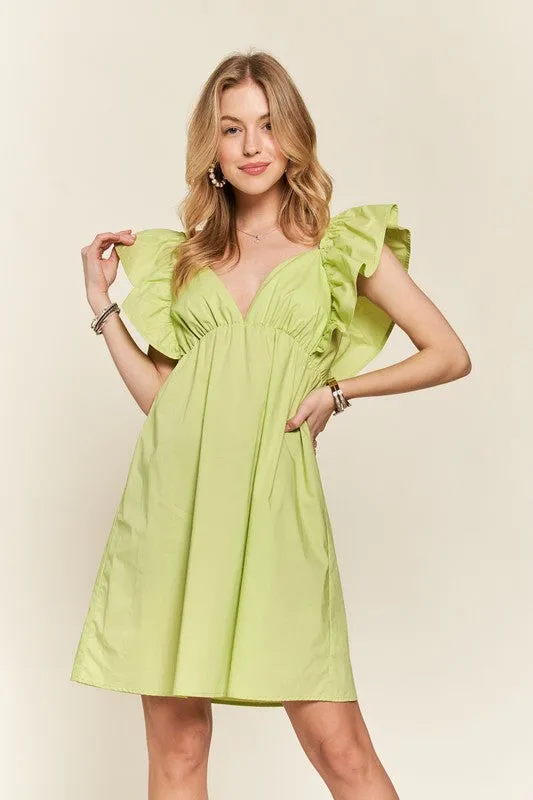 Smocked Back Ruffled Babydoll Dress