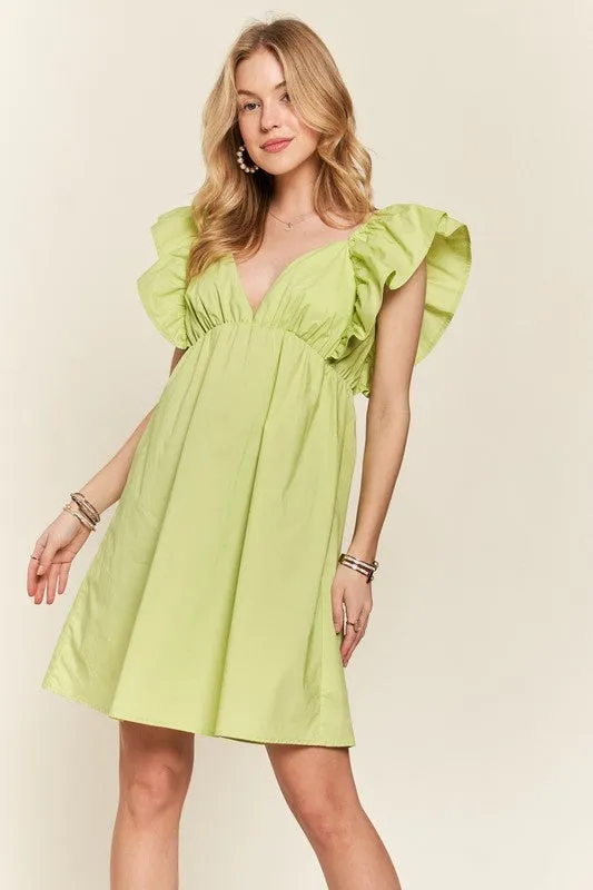 Smocked Back Ruffled Babydoll Dress