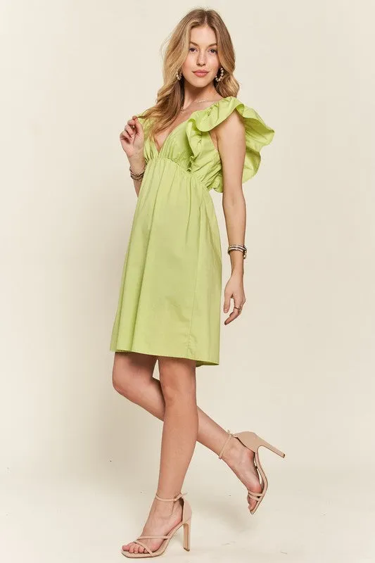 Smocked Back Ruffled Babydoll Dress