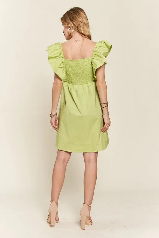 Smocked Back Ruffled Babydoll Dress