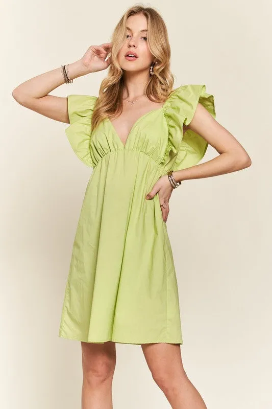 Smocked Back Ruffled Babydoll Dress
