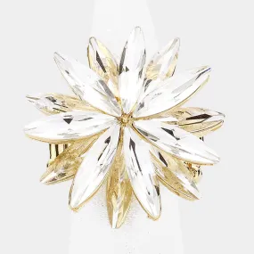SOLE - clear gold stretch floral cluster ring