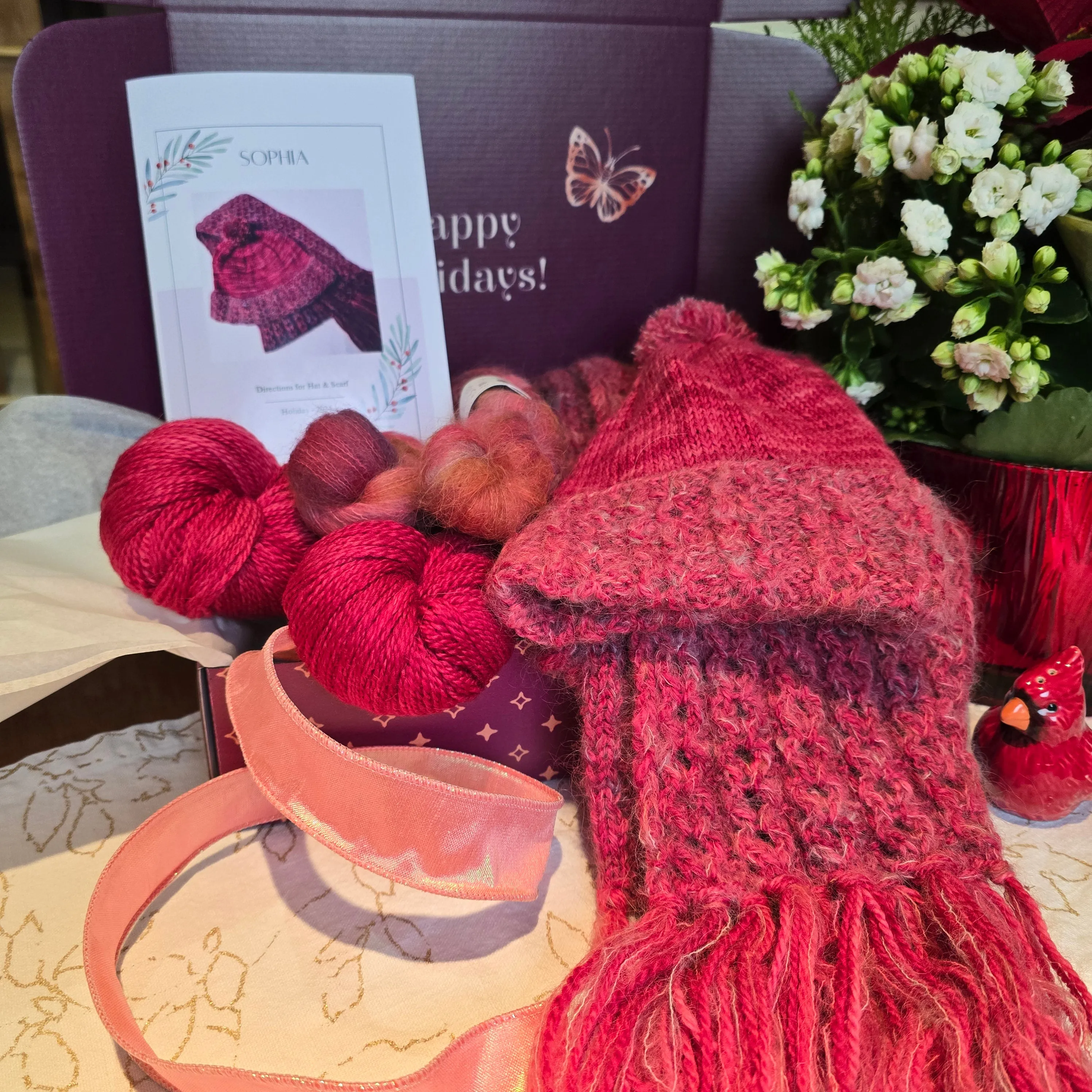 Sophia's Hat & Scarf Knitting Kit, in Eight Colors