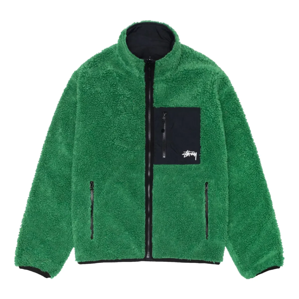STÜSSY REVERSIBLE SHERPA JACKET - GREEN