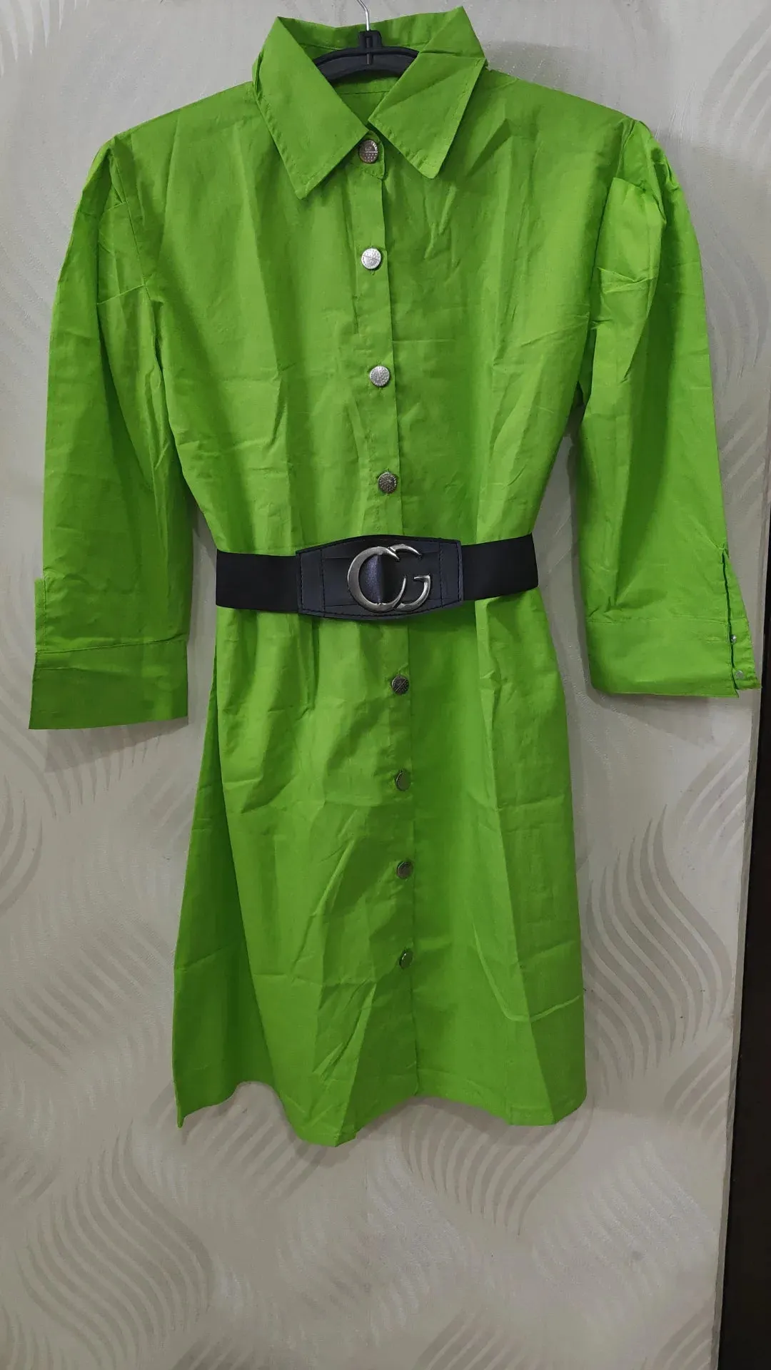 Summer Cotton shirt dress with belt