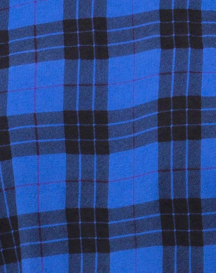 Sunny Kiss T Shirt Dress in Tartan Blue