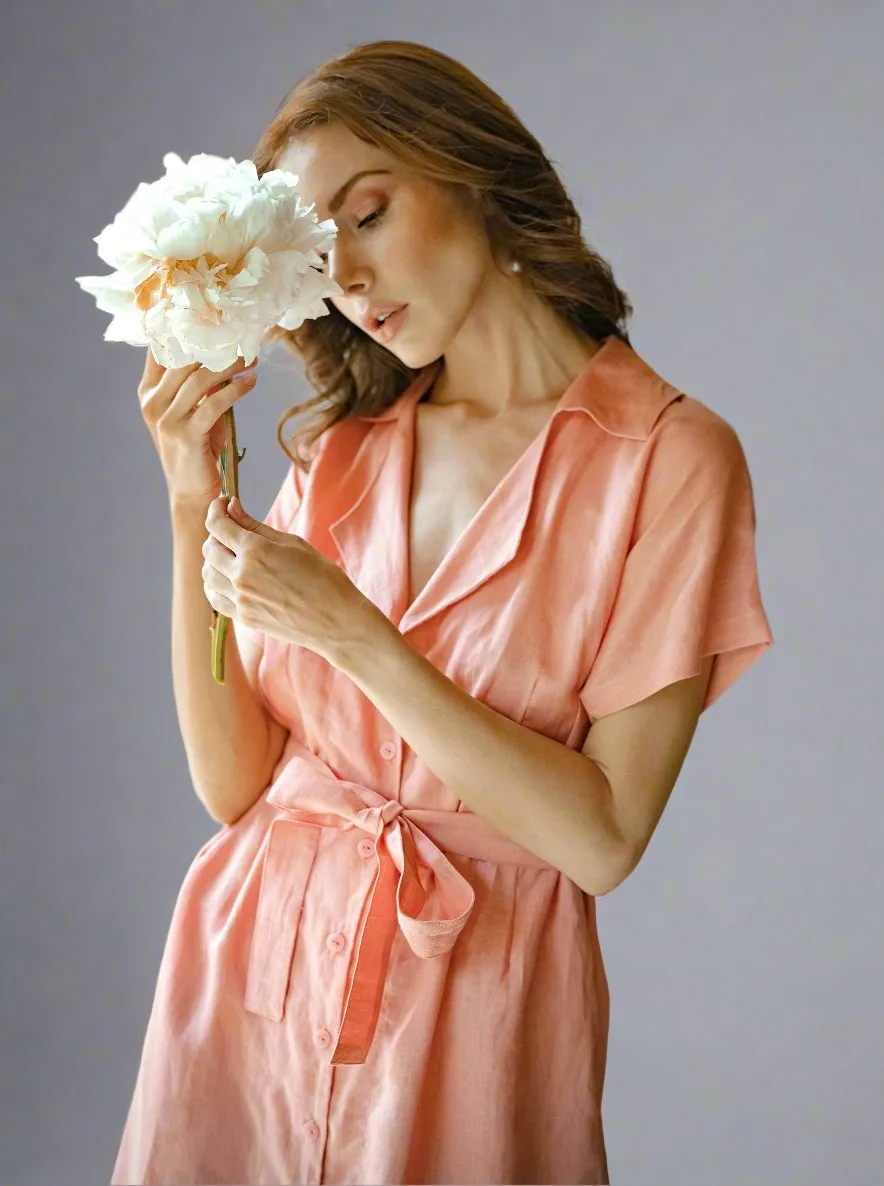 Sustainable Elegance: Linen Midi Shirt Dress