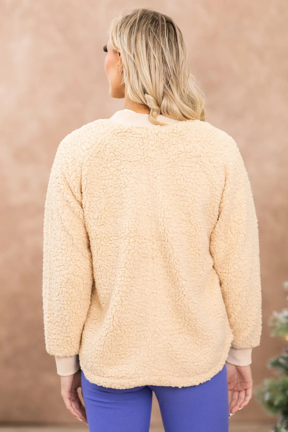 Tan Sherpa Full Zip Jacket