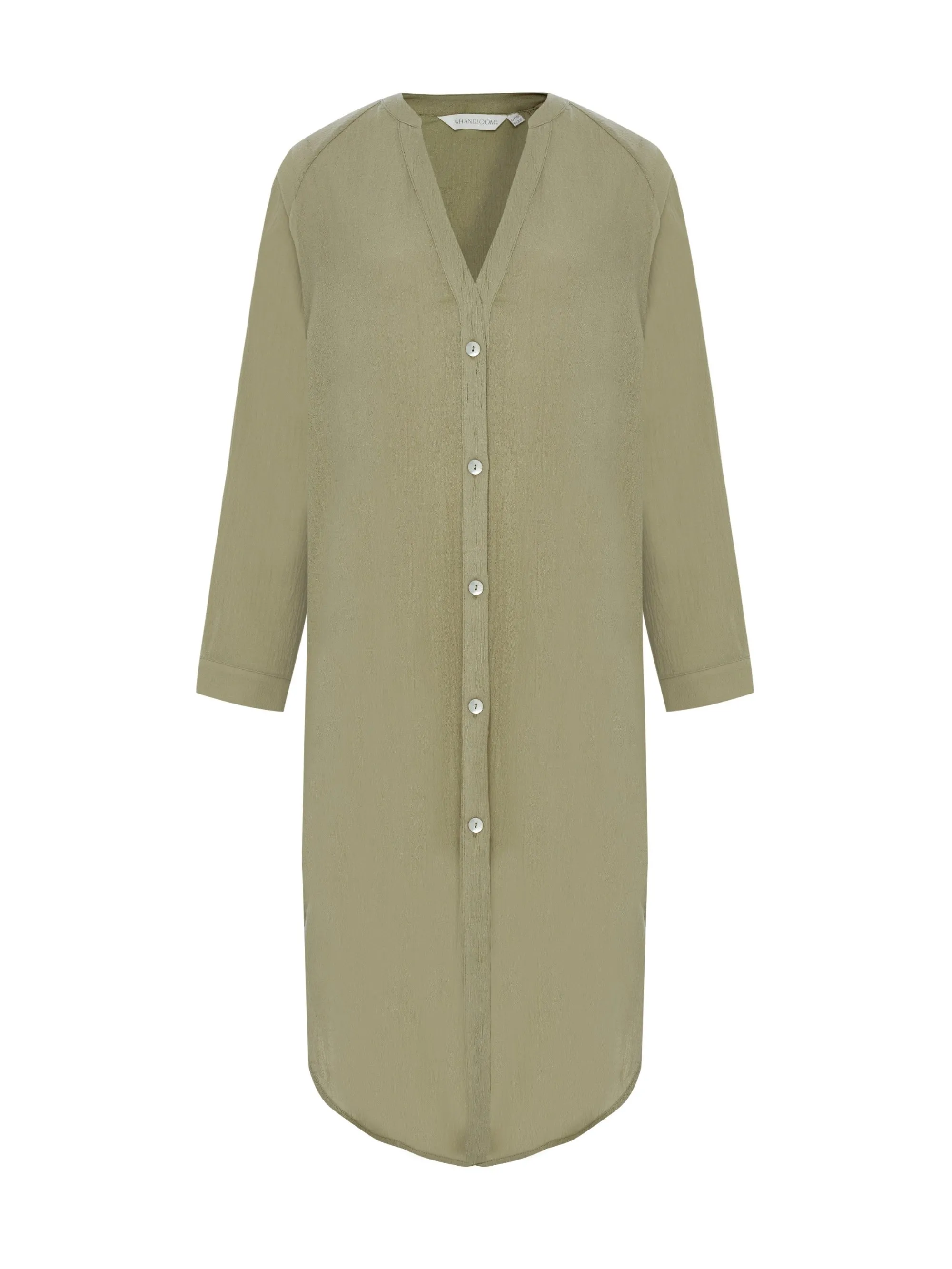 THE HAND LOOM Terra Shirt 100% Organic Cotton Womens Dress - Khaki Green