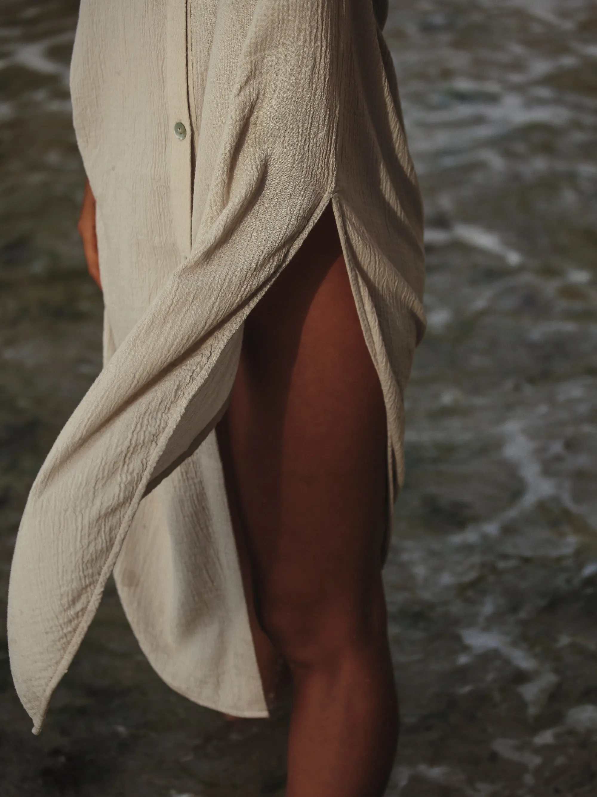 THE HAND LOOM Terra Shirt 100% Organic Cotton Womens Dress - Oatmeal