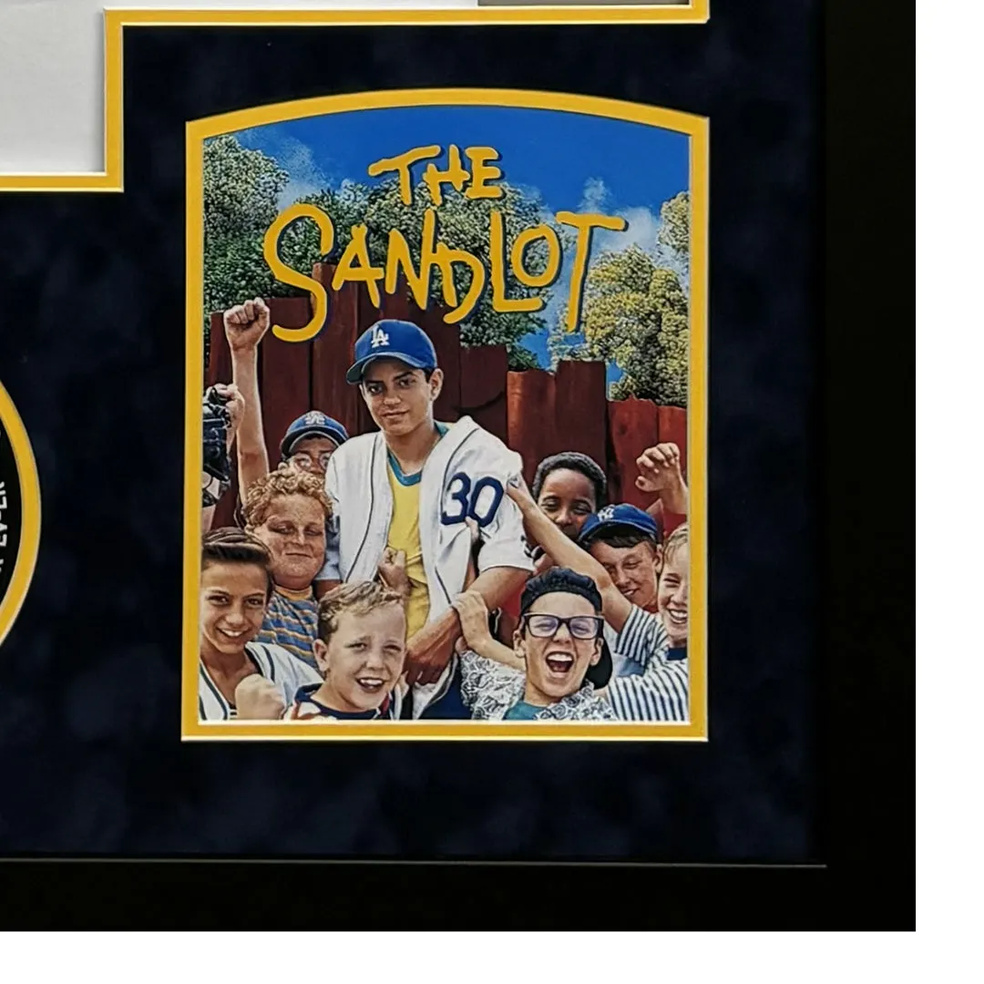 The Sandlot Signed White Custom Suede Matte Framed Baseball Jersey (Beckett)
