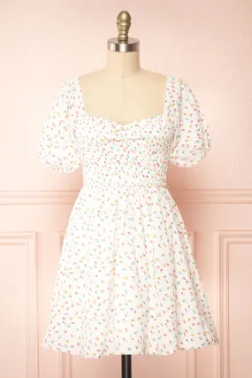 Theodora | Floral Babydoll Dress w/ Sweetheart Neckline